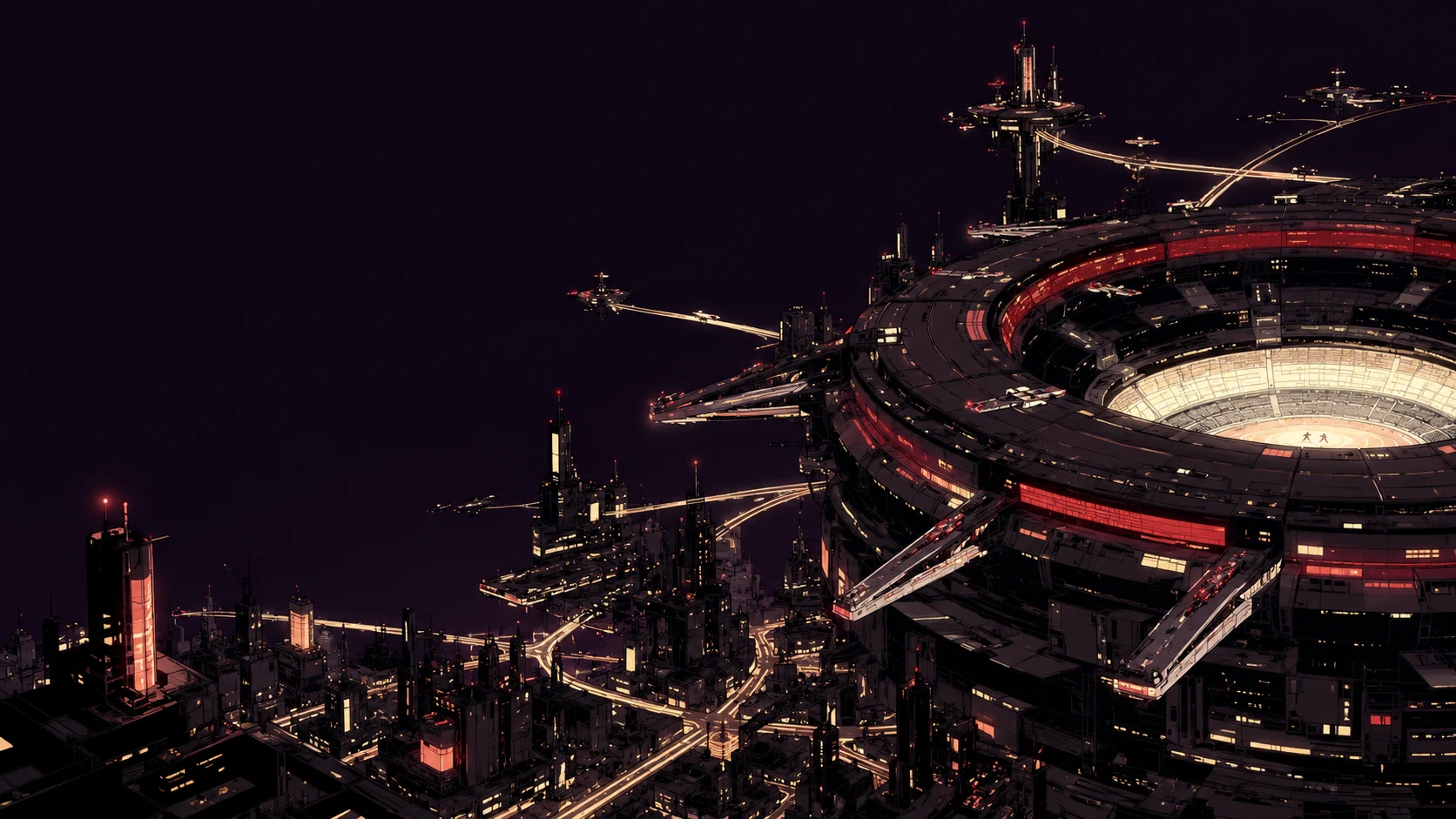 Gladiatorial arena at night